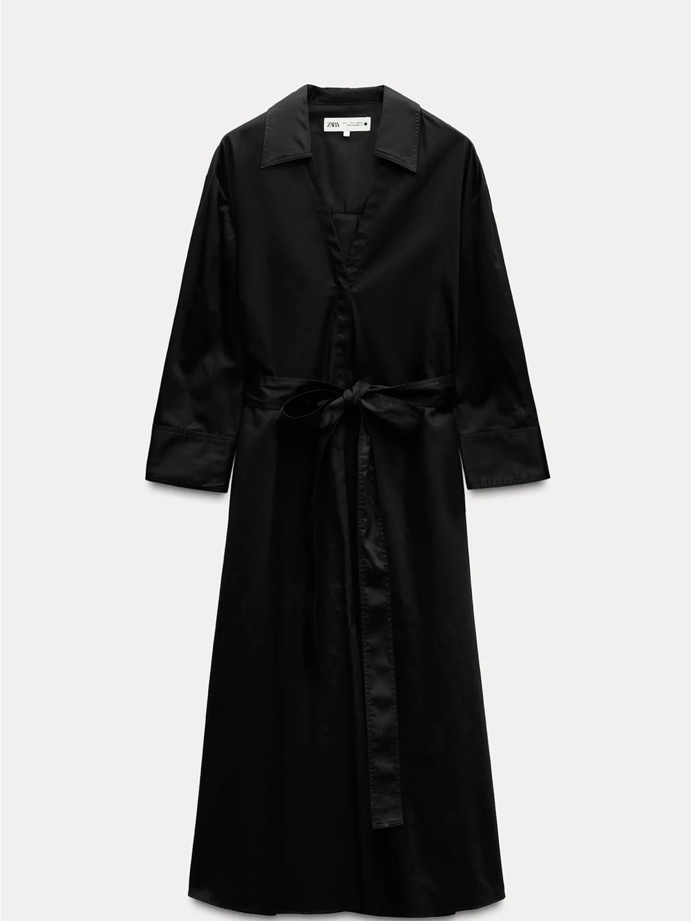 Zara Black Button-Up Shirt Dress poplin